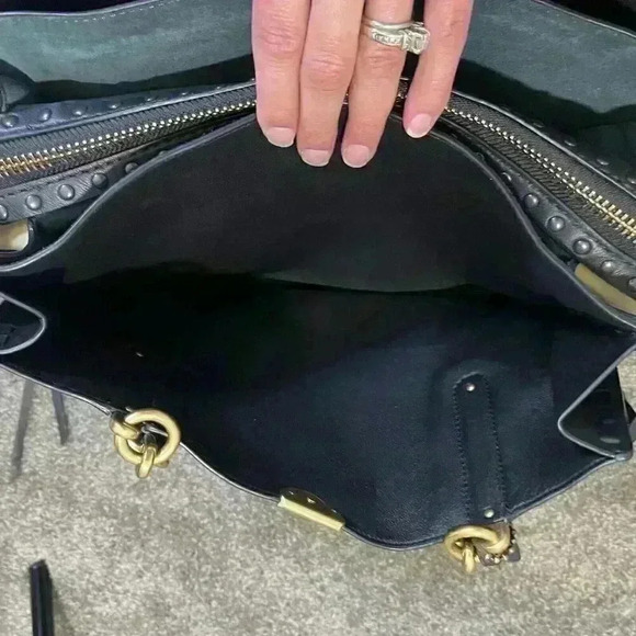 NWT COACH 37391 Dreamer Tote 34 in Colorblock Evergreen Whipstitch Rivets - Picture 15 of 16